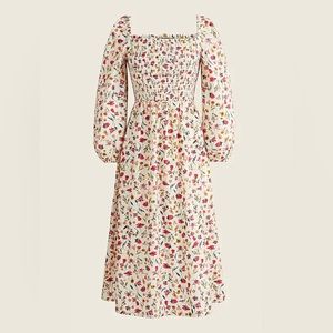 Jcrew smocked floral midi dress